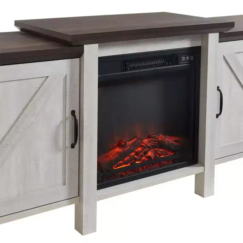 Meuble TV console de cheminée électrique autoportant en bois de 160 cm, gris