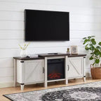 Meuble TV console de cheminée électrique autoportant en bois de 160 cm, gris