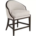 55 Downing Street Jasper Truffle Wood Bar Stool Brown 25 High Modern Oatmeal Fabric Cushion with Backrest Footrest for Kitchen Counter Height Island