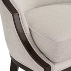 Tabouret de bar Truffle Wood marron de 63,5 cm de haut, avec coussin en tissu moderne couleur avoine, dossier et repose-pieds, pour îlot de cuisine à hauteur de comptoir
