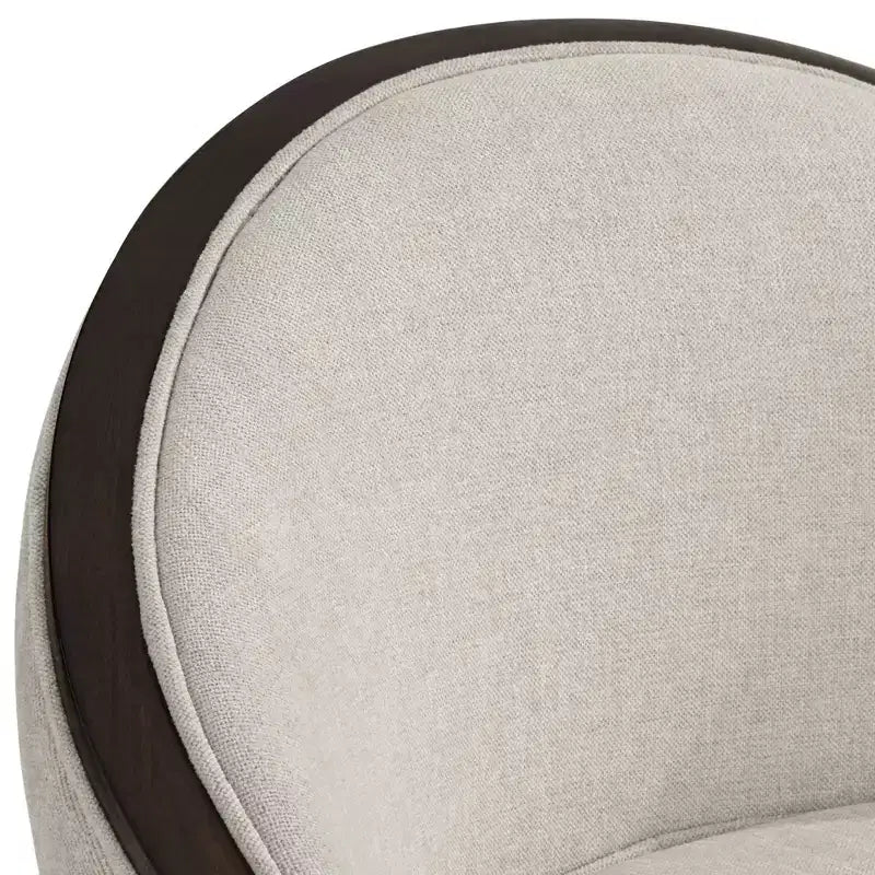 Tabouret de bar Truffle Wood marron de 63,5 cm de haut, avec coussin en tissu moderne couleur avoine, dossier et repose-pieds, pour îlot de cuisine à hauteur de comptoir