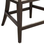 Tabouret de bar Truffle Wood marron de 63,5 cm de haut, avec coussin en tissu moderne couleur avoine, dossier et repose-pieds, pour îlot de cuisine à hauteur de comptoir