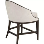 Tabouret de bar Truffle Wood marron de 63,5 cm de haut, avec coussin en tissu moderne couleur avoine, dossier et repose-pieds, pour îlot de cuisine à hauteur de comptoir