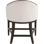 Tabouret de bar Truffle Wood marron de 63,5 cm de haut, avec coussin en tissu moderne couleur avoine, dossier et repose-pieds, pour îlot de cuisine à hauteur de comptoir